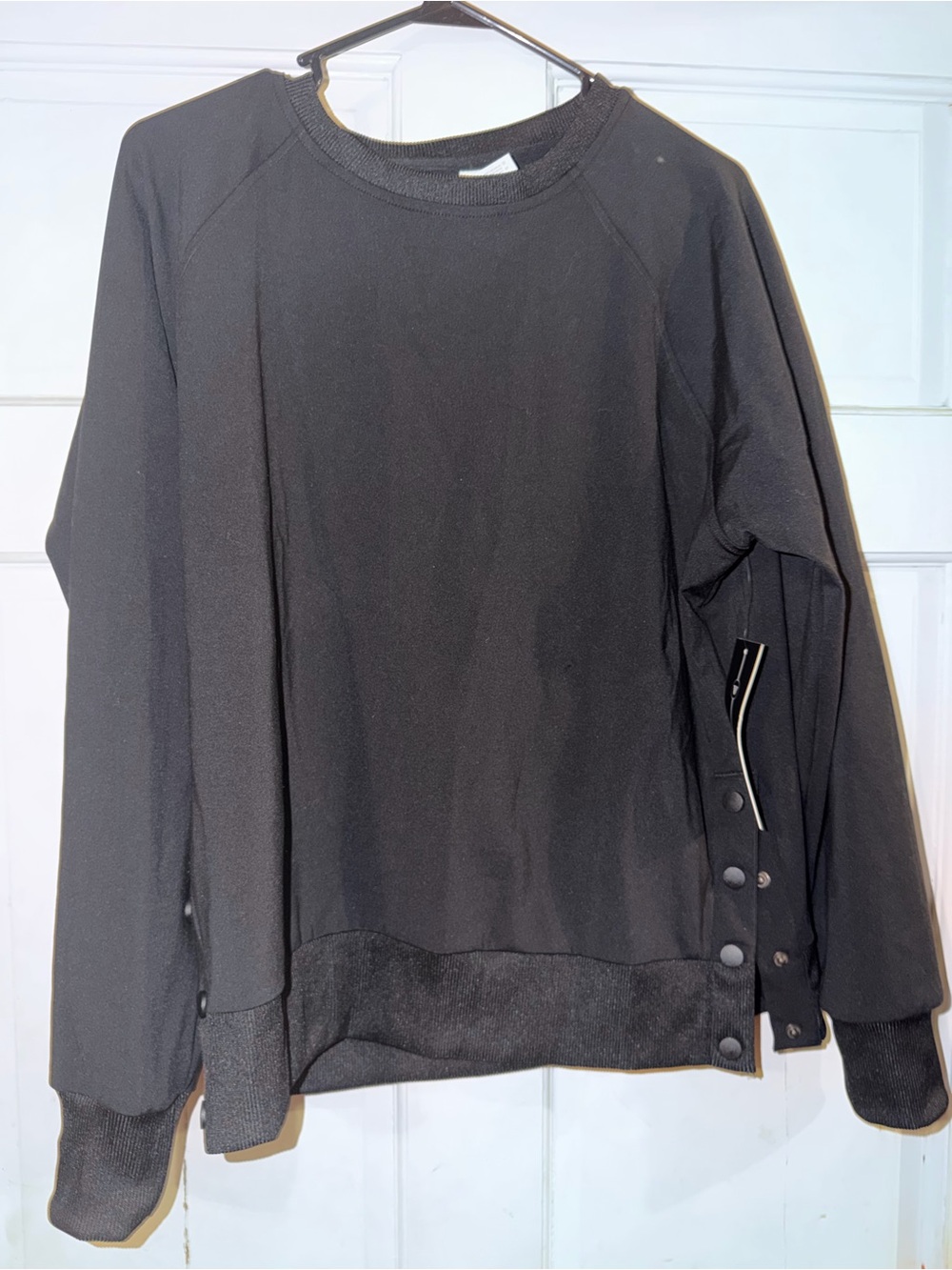 Velocity Black Snap-Button Crewneck Sweatshirt